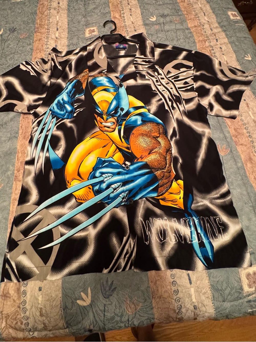 Marvel Wolverine Graphic Button-Down Shirt - Black, Yellow & Blue